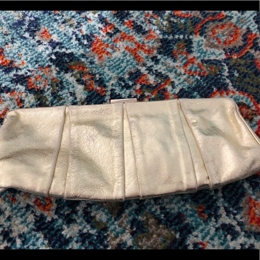 EXPRESS gold leather clutch